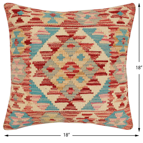 handmade Traditional Pillow Rust Beige Hand-Woven SQUARE 100% WOOL Hand woven turkish pillow2 x 2