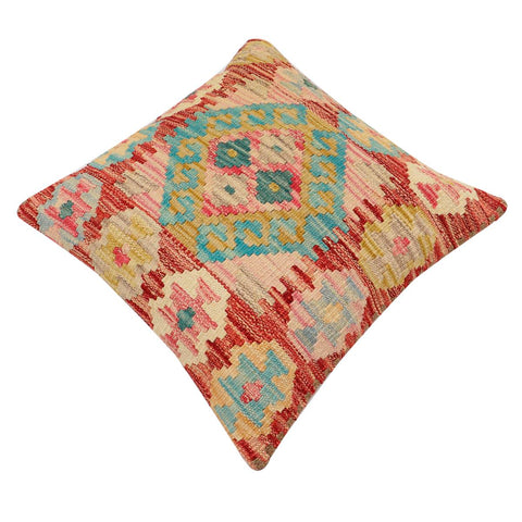 handmade Traditional Pillow Rust Blue Hand-Woven SQUARE 100% WOOL Hand woven turkish pillow2 x 2