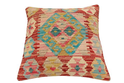 handmade Traditional Pillow Rust Blue Hand-Woven SQUARE 100% WOOL Hand woven turkish pillow2 x 2