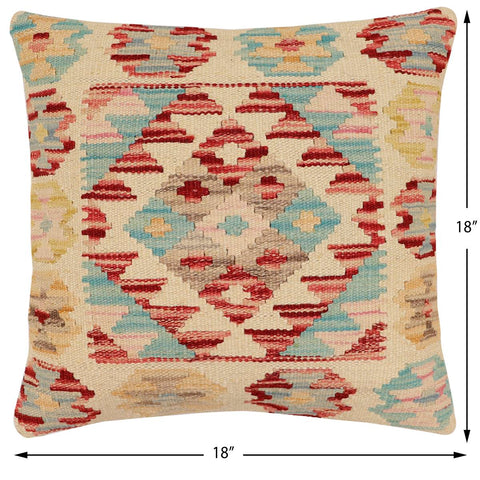 handmade Traditional Pillow Beige Rust Hand-Woven SQUARE 100% WOOL Hand woven turkish pillow2 x 2
