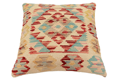 handmade Traditional Pillow Beige Rust Hand-Woven SQUARE 100% WOOL Hand woven turkish pillow2 x 2