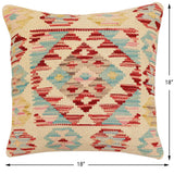 handmade Traditional Pillow Beige Rust Hand-Woven SQUARE 100% WOOL Hand woven turkish pillow2' x 2'