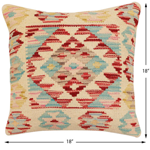 handmade Traditional Pillow Beige Rust Hand-Woven SQUARE 100% WOOL Hand woven turkish pillow2 x 2