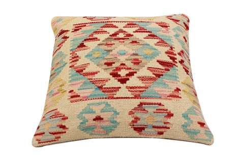 handmade Traditional Pillow Beige Rust Hand-Woven SQUARE 100% WOOL Hand woven turkish pillow2 x 2