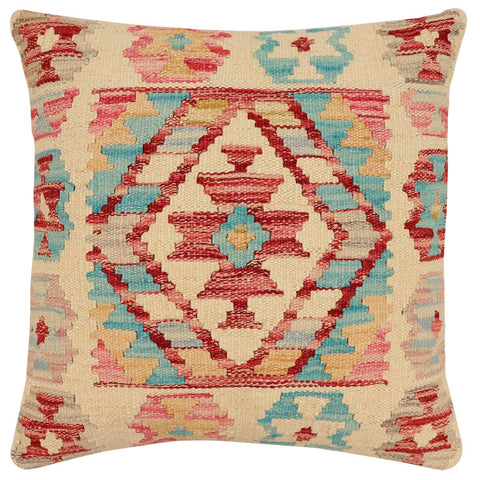 handmade Traditional Pillow Beige Rust Hand-Woven SQUARE 100% WOOL Hand woven turkish pillow2 x 2