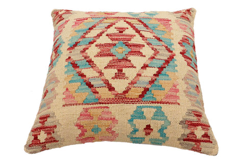 handmade Traditional Pillow Beige Rust Hand-Woven SQUARE 100% WOOL Hand woven turkish pillow2 x 2