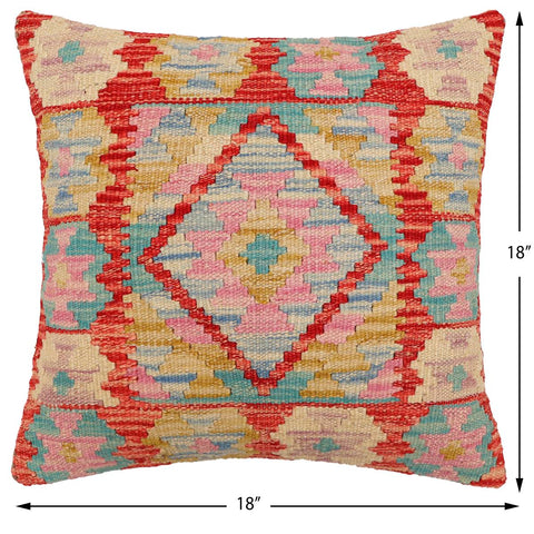 handmade Traditional Pillow Rust Blue Hand-Woven SQUARE 100% WOOL Hand woven turkish pillow2 x 2