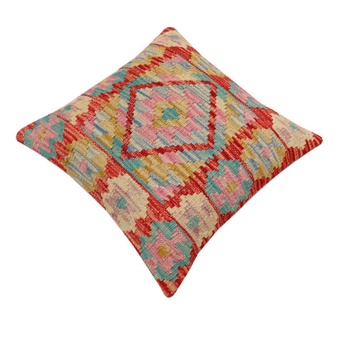 handmade Traditional Pillow Rust Blue Hand-Woven SQUARE 100% WOOL Hand woven turkish pillow2 x 2