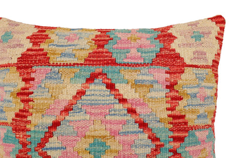 handmade Traditional Pillow Rust Blue Hand-Woven SQUARE 100% WOOL Hand woven turkish pillow2 x 2