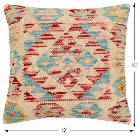 handmade Traditional Pillow Beige Rust Hand-Woven SQUARE 100% WOOL Hand woven turkish pillow2 x 2