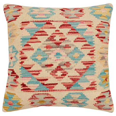 handmade Traditional Pillow Beige Rust Hand-Woven SQUARE 100% WOOL Hand woven turkish pillow2 x 2