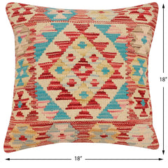 handmade Traditional Pillow Rust Blue Hand-Woven SQUARE 100% WOOL Hand woven turkish pillow2' x 2'