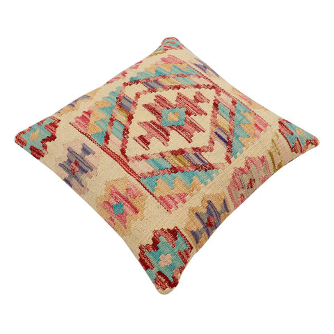 handmade Traditional Pillow Beige Rust Hand-Woven SQUARE 100% WOOL Hand woven turkish pillow2 x 2