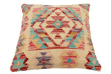 handmade Traditional Pillow Beige Rust Hand-Woven SQUARE 100% WOOL Hand woven turkish pillow2' x 2'