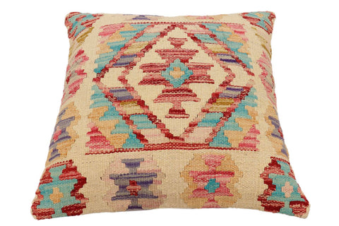 handmade Traditional Pillow Beige Rust Hand-Woven SQUARE 100% WOOL Hand woven turkish pillow2 x 2