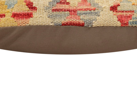 handmade Traditional Pillow Beige Rust Hand-Woven SQUARE 100% WOOL Hand woven turkish pillow2 x 2