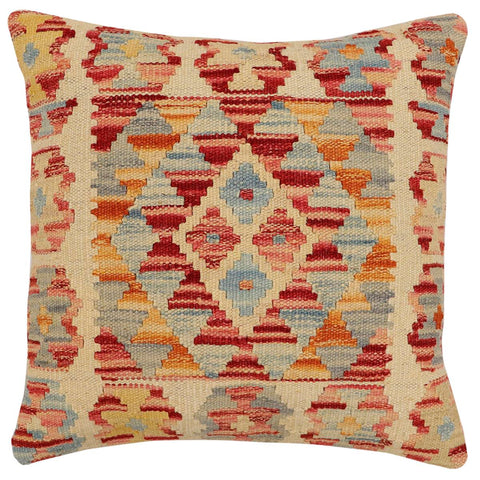 handmade Traditional Pillow Beige Rust Hand-Woven SQUARE 100% WOOL Hand woven turkish pillow2 x 2