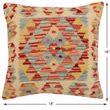 handmade Traditional Pillow Beige Rust Hand-Woven SQUARE 100% WOOL Hand woven turkish pillow2' x 2'