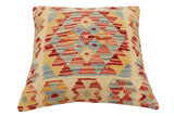 handmade Traditional Pillow Beige Rust Hand-Woven SQUARE 100% WOOL Hand woven turkish pillow2' x 2'