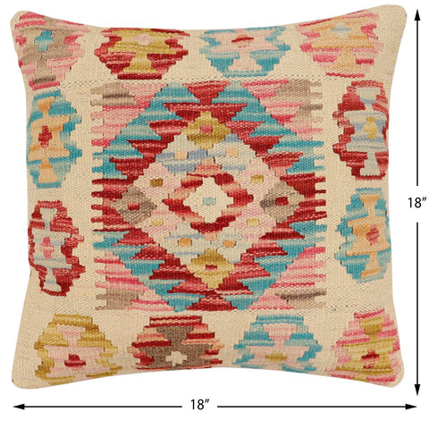 handmade Traditional Pillow Beige Red Hand-Woven SQUARE 100% WOOL Hand woven turkish pillow2 x 2