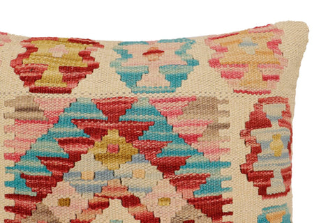 handmade Traditional Pillow Beige Red Hand-Woven SQUARE 100% WOOL Hand woven turkish pillow2 x 2