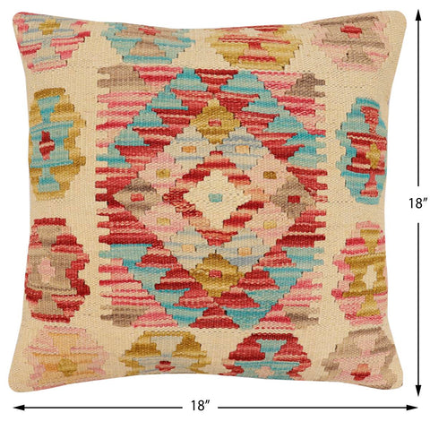 handmade Traditional Pillow Beige Rust Hand-Woven SQUARE 100% WOOL Hand woven turkish pillow2 x 2