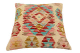 handmade Traditional Pillow Beige Rust Hand-Woven SQUARE 100% WOOL Hand woven turkish pillow2' x 2'