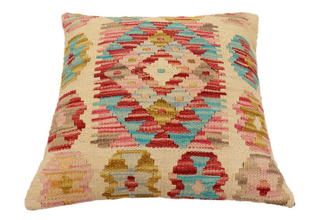 handmade Traditional Pillow Beige Rust Hand-Woven SQUARE 100% WOOL Hand woven turkish pillow2 x 2