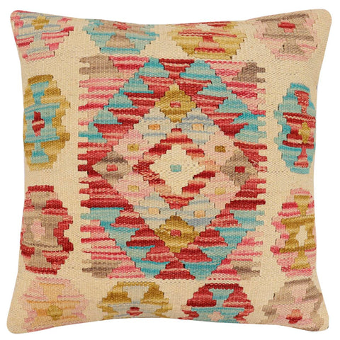 handmade Traditional Pillow Beige Rust Hand-Woven SQUARE 100% WOOL Hand woven turkish pillow2 x 2