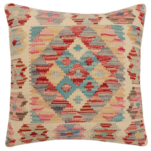 handmade Traditional Pillow Beige Rust Hand-Woven SQUARE 100% WOOL  Hand woven turkish pillow  2 x 2