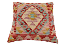 handmade Traditional Pillow Rust Beige Hand-Woven SQUARE 100% WOOL Hand woven turkish pillow2' x 2'