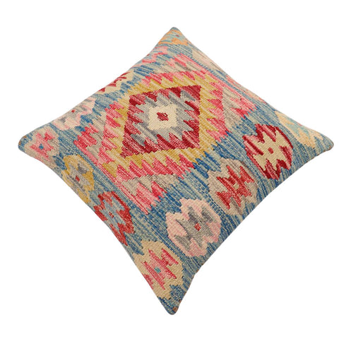 handmade Traditional Pillow Blue Gold Hand-Woven SQUARE 100% WOOL Hand woven turkish pillow2 x 2