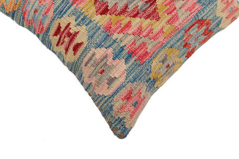 handmade Traditional Pillow Blue Gold Hand-Woven SQUARE 100% WOOL Hand woven turkish pillow2 x 2