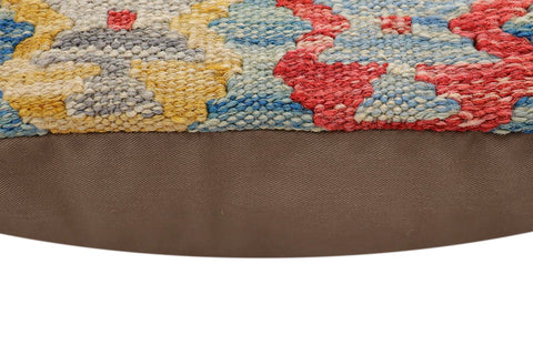 handmade Traditional Pillow Blue Gold Hand-Woven SQUARE 100% WOOL Hand woven turkish pillow2 x 2