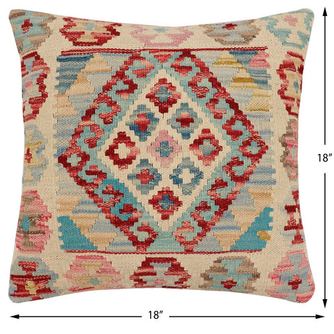 handmade Traditional Pillow Beige Red Hand-Woven SQUARE 100% WOOL Hand woven turkish pillow2 x 2