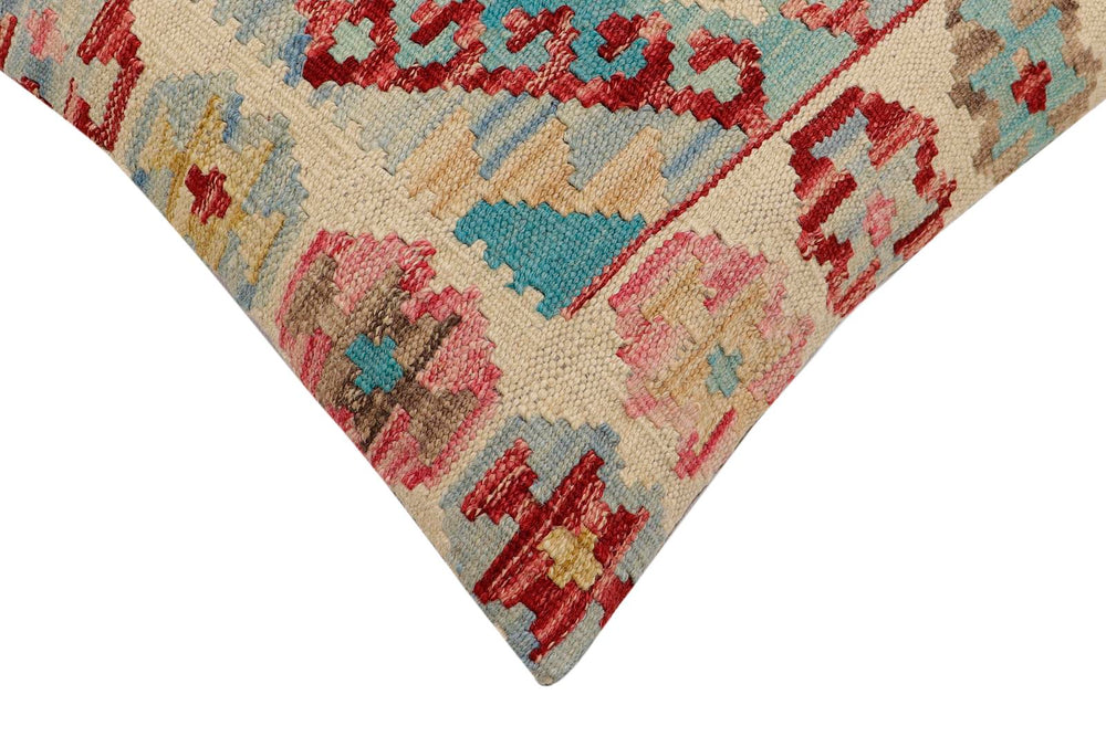 handmade Traditional Pillow Beige Red Hand-Woven SQUARE 100% WOOL Hand woven turkish pillow2' x 2'
