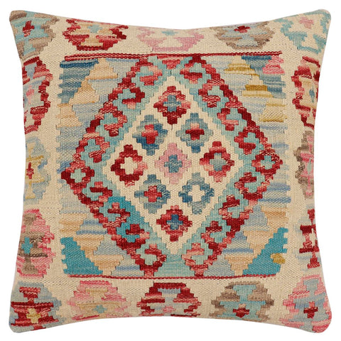 handmade Traditional Pillow Beige Red Hand-Woven SQUARE 100% WOOL Hand woven turkish pillow2 x 2