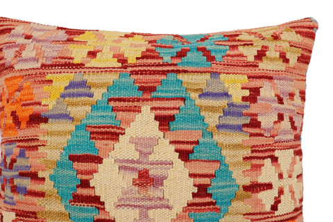 handmade Traditional Pillow Rust Blue Hand-Woven SQUARE 100% WOOL Hand woven turkish pillow2 x 2