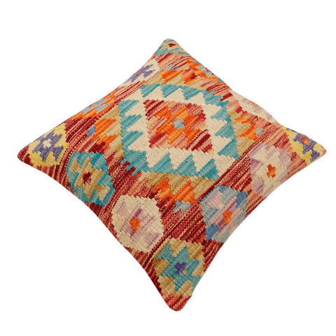 handmade Traditional Pillow Rust Blue Hand-Woven SQUARE 100% WOOL Hand woven turkish pillow2 x 2