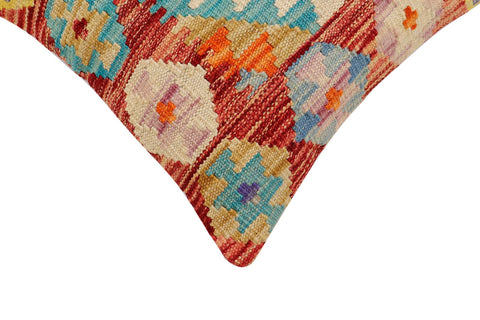 handmade Traditional Pillow Rust Blue Hand-Woven SQUARE 100% WOOL Hand woven turkish pillow2 x 2