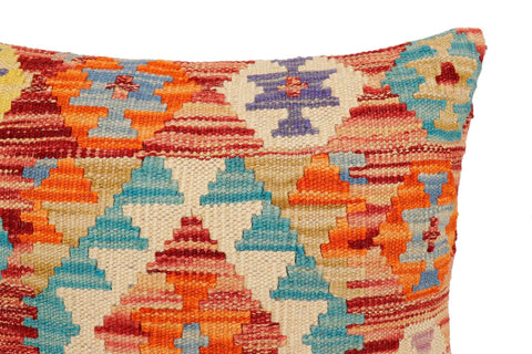 handmade Traditional Pillow Rust Blue Hand-Woven SQUARE 100% WOOL Hand woven turkish pillow2 x 2
