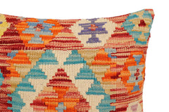 handmade Traditional Pillow Rust Blue Hand-Woven SQUARE 100% WOOL Hand woven turkish pillow2' x 2'