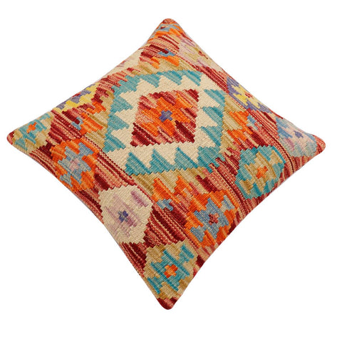 handmade Traditional Pillow Rust Blue Hand-Woven SQUARE 100% WOOL Hand woven turkish pillow2 x 2