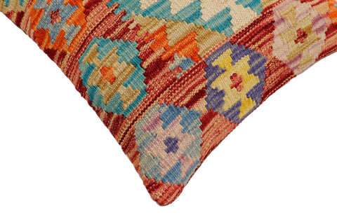 handmade Traditional Pillow Rust Blue Hand-Woven SQUARE 100% WOOL Hand woven turkish pillow2 x 2