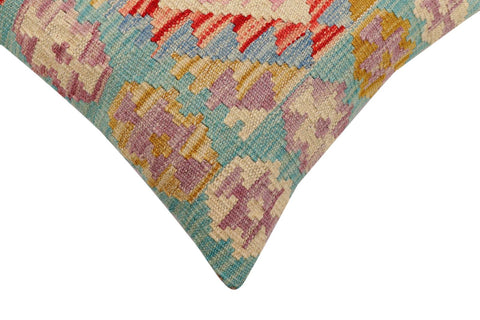 handmade Traditional Pillow Blue Beige Hand-Woven SQUARE 100% WOOL Hand woven turkish pillow2 x 2