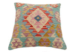 handmade Traditional Pillow Blue Beige Hand-Woven SQUARE 100% WOOL Hand woven turkish pillow2' x 2'