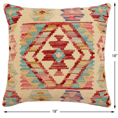 handmade Traditional Pillow Beige Rust Hand-Woven SQUARE 100% WOOL Hand woven turkish pillow2 x 2