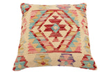 handmade Traditional Pillow Beige Rust Hand-Woven SQUARE 100% WOOL Hand woven turkish pillow2' x 2'