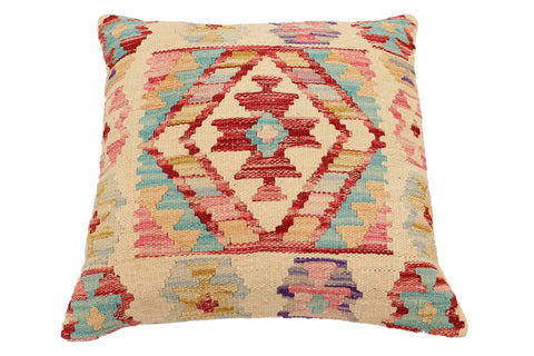 handmade Traditional Pillow Beige Rust Hand-Woven SQUARE 100% WOOL Hand woven turkish pillow2 x 2