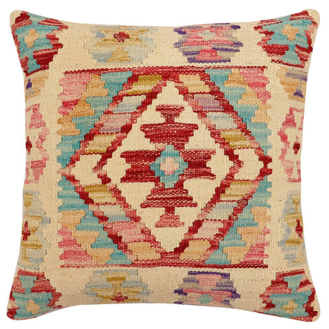 handmade Traditional Pillow Beige Rust Hand-Woven SQUARE 100% WOOL Hand woven turkish pillow2 x 2